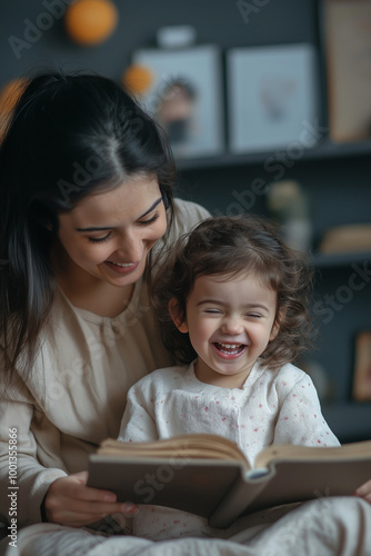Child Happily Reading Book