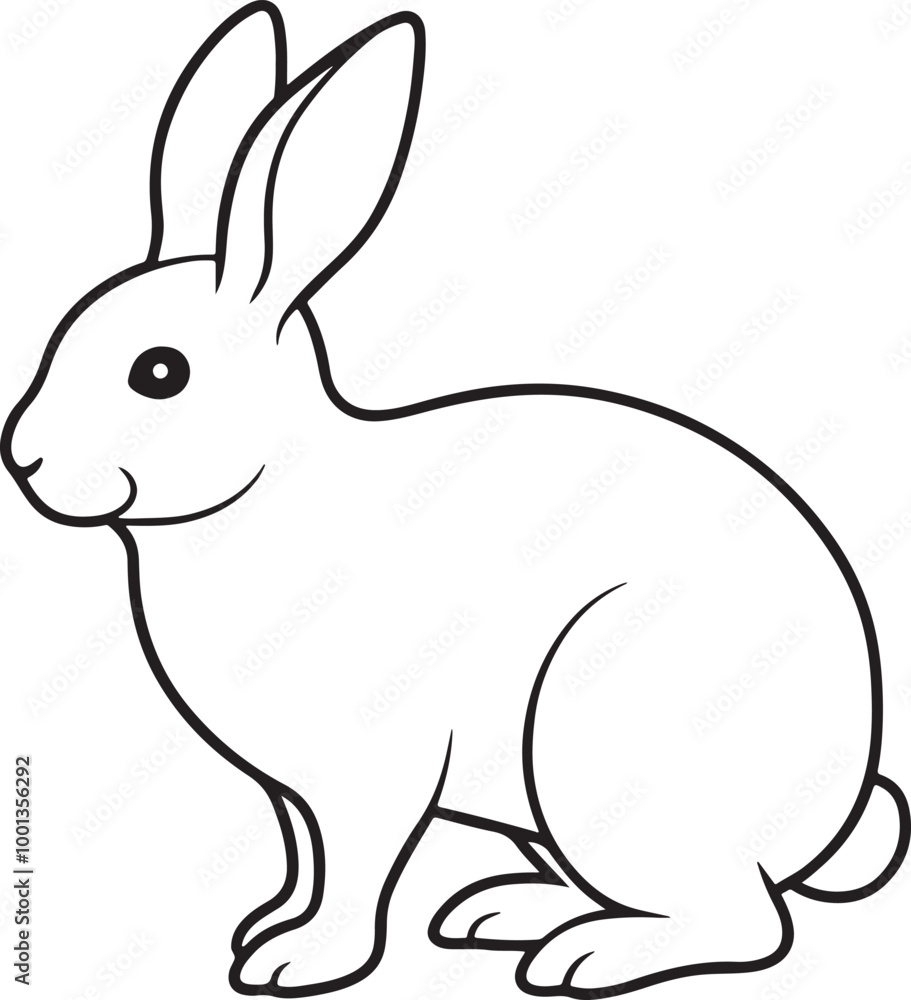 Rabbit isolated on white background. Vector illustration in outline style. Rabbit isolated on white background. Vector illustration in outline style.