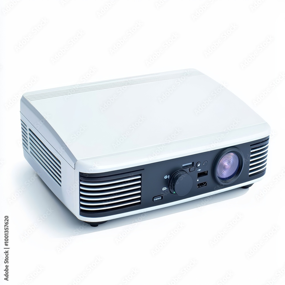 A portable projector on solid white background, single object A portable projector on solid white background, single object