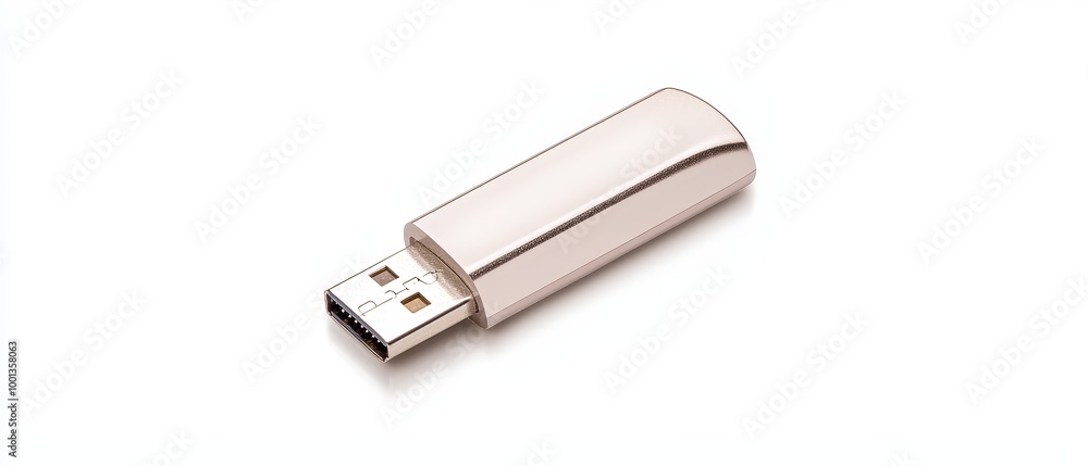 A USB flash drive on solid white background, single object A USB flash drive on solid white background, single object