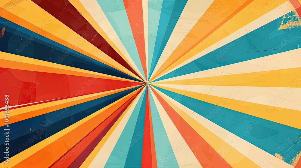 Bold starburst shapes vibrant colors and comic lines in a dynamic 70s design Bold starburst shapes vibrant colors and comic lines in a dynamic 70s design