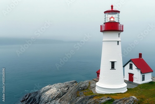 A scenic lighthouse overlooking a calm ocean