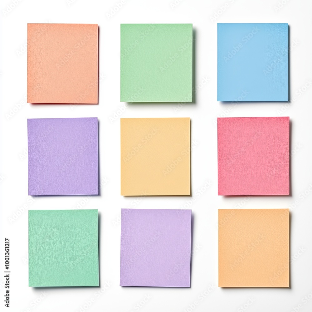 A set of colorful flashcards on solid white background, single object A set of colorful flashcards on solid white background, single object