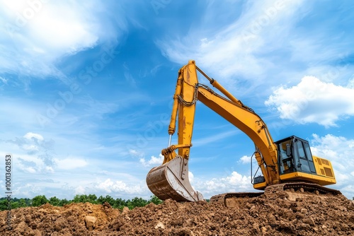 A large construction site building a hydropower plant to provide clean energy, construction site, sustainable energy infrastructure