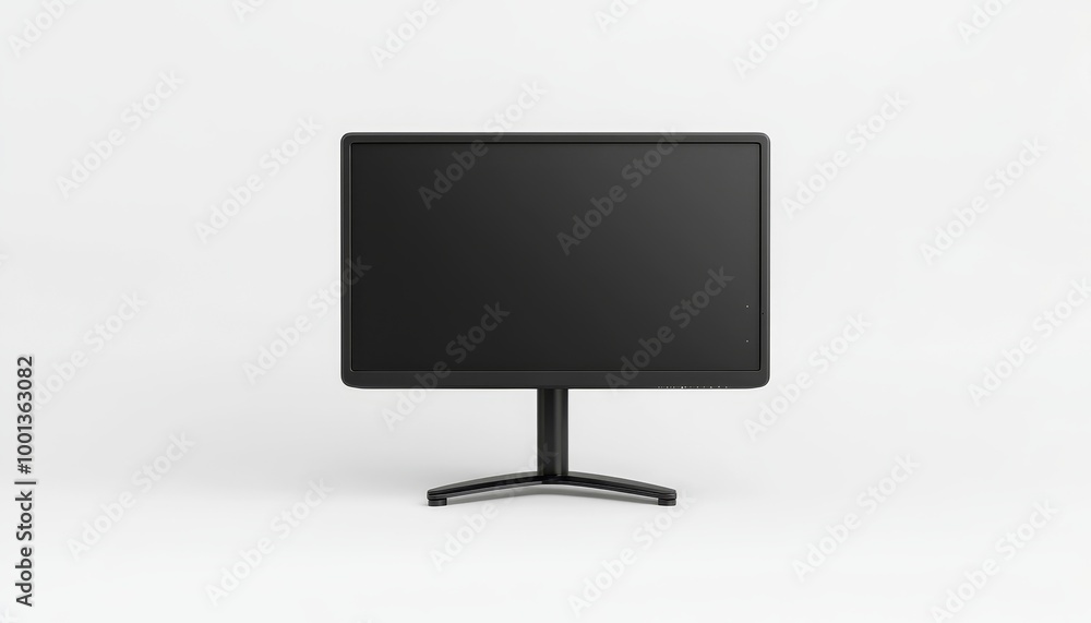 A black monitor stand on solid white background, single object A black monitor stand on solid white background, single object