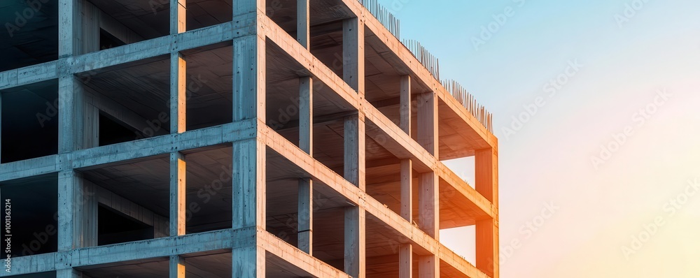Construction site for a multi-story parking garage equipped with electric vehicle charging stations, construction site, green transportation infrastructure Construction site for a multi-story parking garage equipped with electric vehicle charging stations, construction site, green transportation infrastructure
