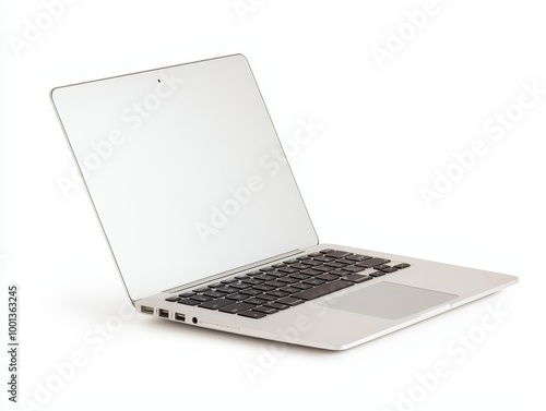 An open laptop on solid white background, single object