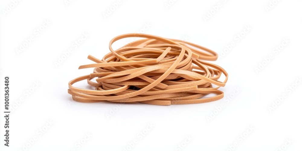 A pile of rubber bands on solid white background, single object A pile of rubber bands on solid white background, single object