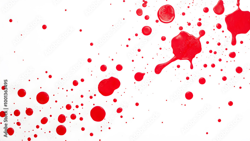 Blood splatter texture on white background. Generative AI Blood splatter texture on white background. Generative AI