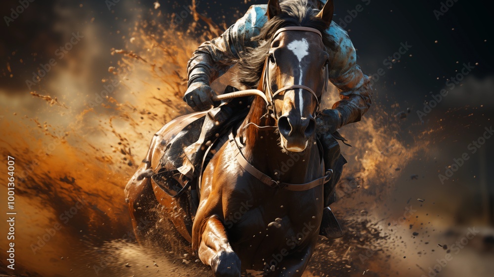 the heart-pounding thrill of high-speed horse racing. the heart-pounding thrill of high-speed horse racing.