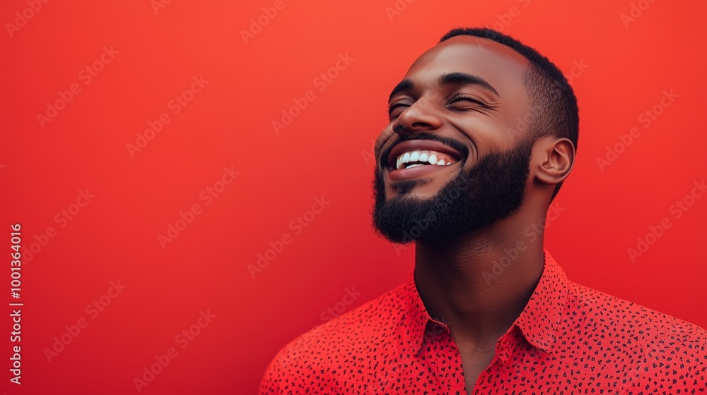 Portrait of a happy handsome man in a shirt with laughing Portrait of a happy handsome man in a shirt with laughing