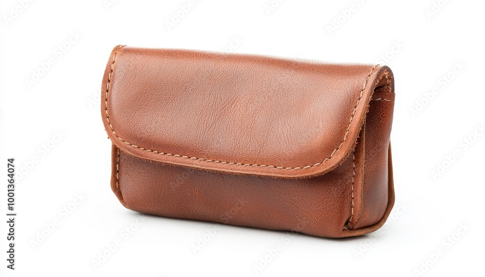 A leather coin purse on solid white background, single object A leather coin purse on solid white background, single object