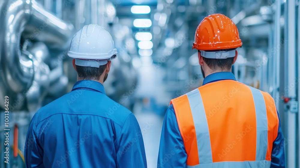 Engineers optimizing material flows in a carbon-neutral industrial facility, industrial engineer, net-zero manufacturing Engineers optimizing material flows in a carbon-neutral industrial facility, industrial engineer, net-zero manufacturing