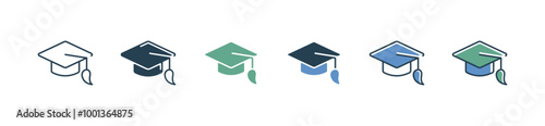 simple graduation hat icon set education school student graduate cap diploma ceremony vector business academy achievement signs illustration