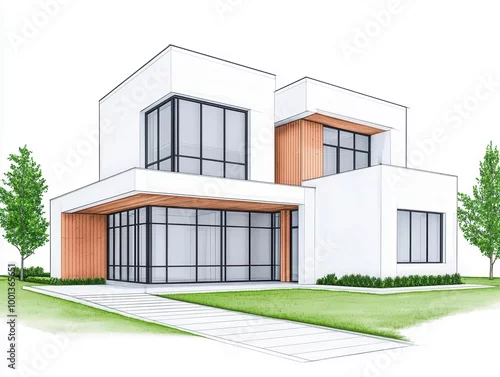 Obraz SketchUp for easy-to-use 3D modeling in architecture and interior design, CAD software, architectural modeling