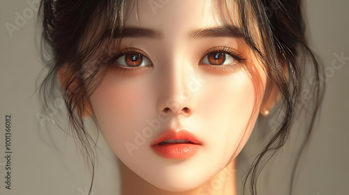 Wallpaper Mural Close-Up Portrait of a Woman with Brown Eyes and Soft Skin Torontodigital.ca