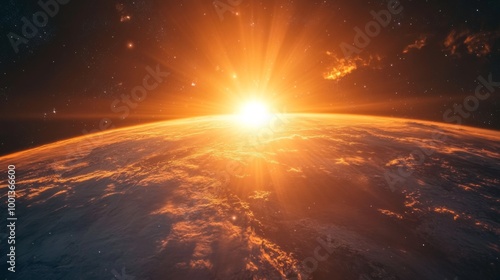 Sunrise over Earth from Space