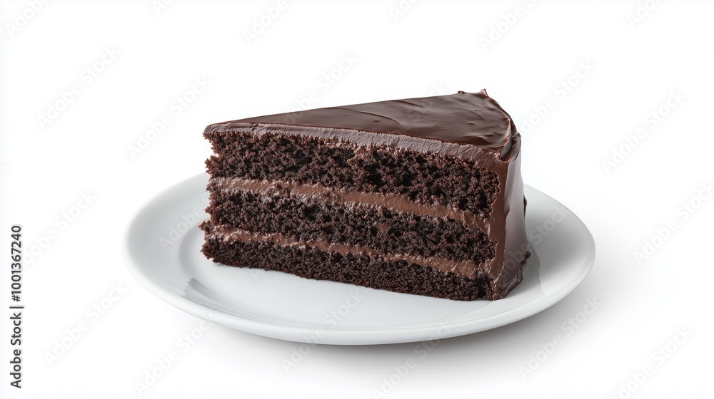 Delicious slice of chocolate cake with smooth frosting Delicious slice of chocolate cake with smooth frosting