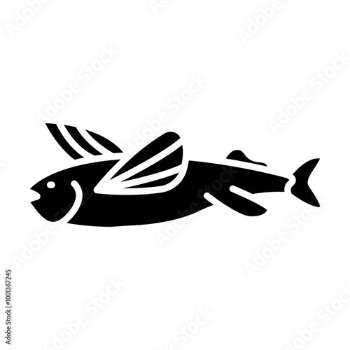 Flying fish black icon