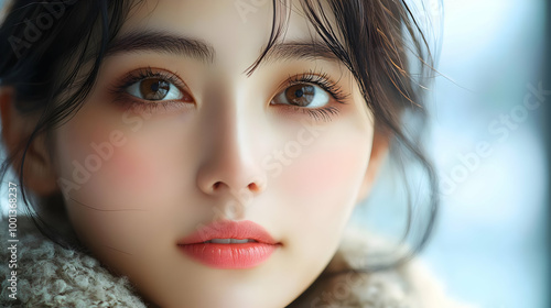 Close-up Portrait of a Woman with Long Hair and Soft Focus Background