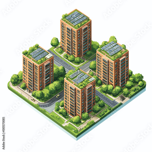 Green Building Design Isometric Illustration