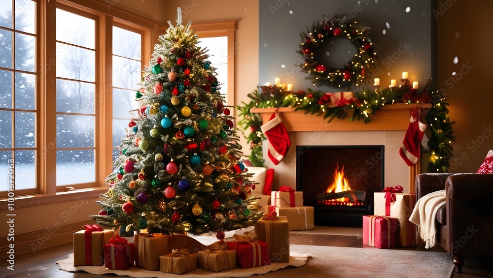 christmas tree with gifts background christmas tree with gifts background