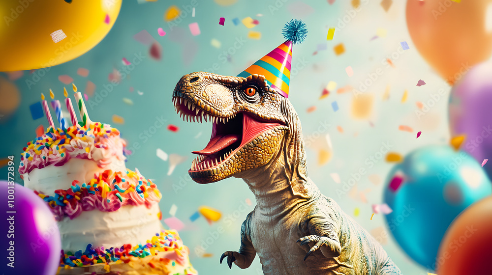 Fototapeta premium T-Rex Birthday Party