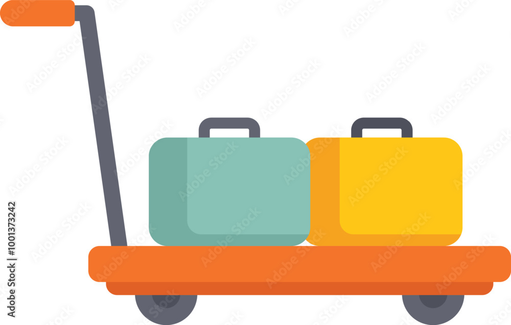 Luggage cart carrying suitcases at the airport, symbolizing travel and tourism Luggage cart carrying suitcases at the airport, symbolizing travel and tourism