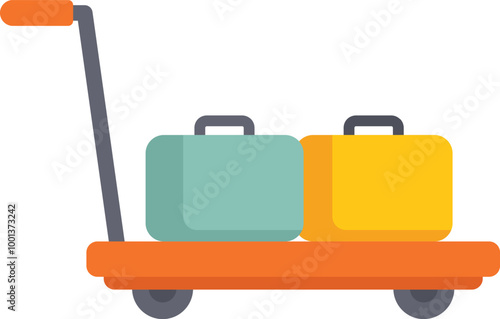 Luggage cart carrying suitcases at the airport, symbolizing travel and tourism