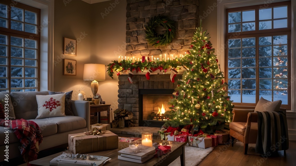 living room with christmas tree decorations living room with christmas tree decorations