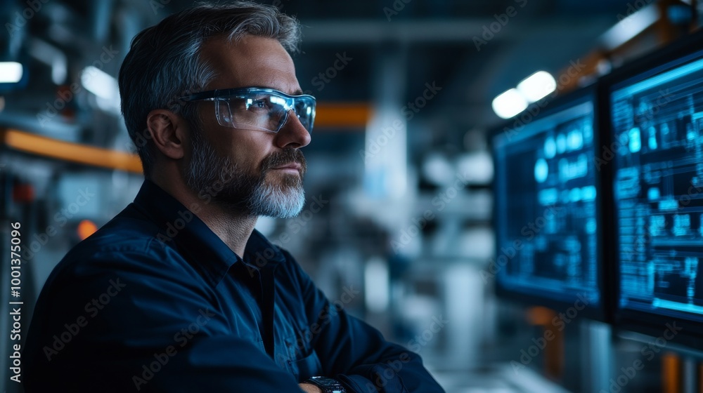 Engineer Analyzing Data on Monitors Engineer Analyzing Data on Monitors