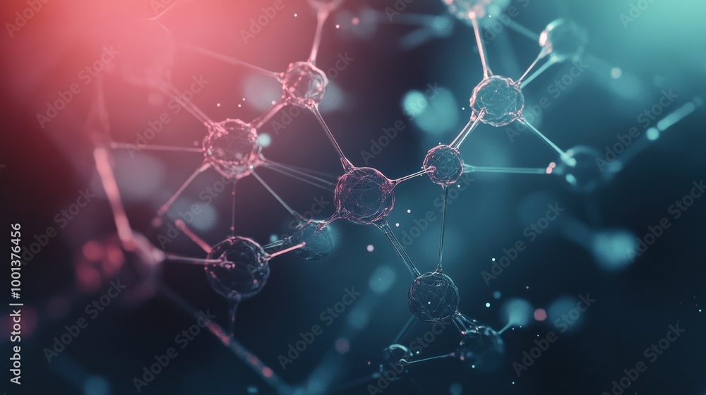 Abstract representation of interconnected molecules showcasing chemical structures in a visually striking background. Generative AI Abstract representation of interconnected molecules showcasing chemical structures in a visually striking background. Generative AI