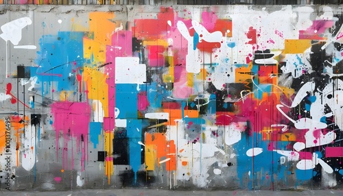 Vibrant Urban Graffiti Wall Inspiring Streetwear Fashion and Creative Branding photo