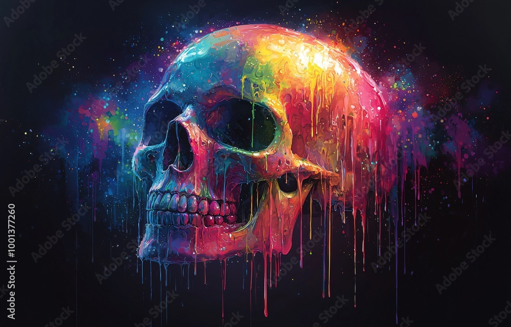 Vibrant, artistic skull illustration perfect for Day of the Dead (Dia De Los Muertos) celebrations, altars, decorations, and promotional materials. Vibrant, artistic skull illustration perfect for Day of the Dead (Dia De Los Muertos) celebrations, altars, decorations, and promotional materials.