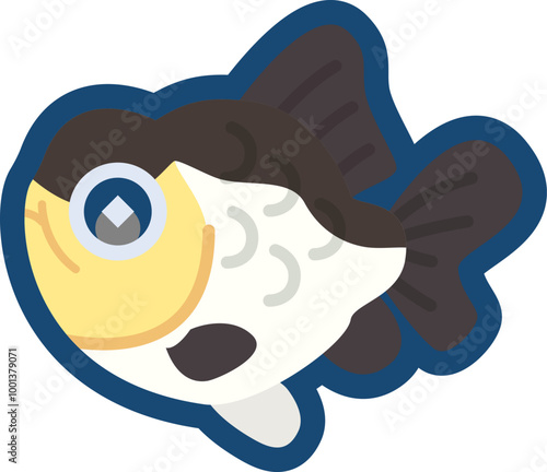 かわいい金魚（ショートテールオランダ）のイラスト
