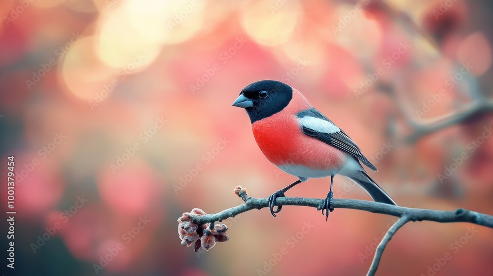 A vibrant bird perched on a branch, surrounded by a soft, colorful background. A vibrant bird perched on a branch, surrounded by a soft, colorful background.