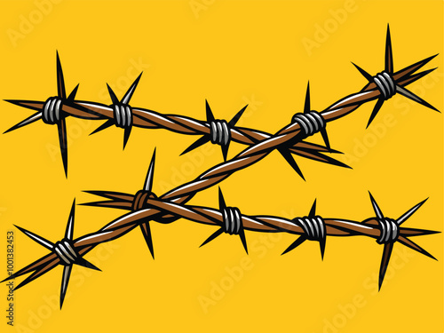 barbed wire on black