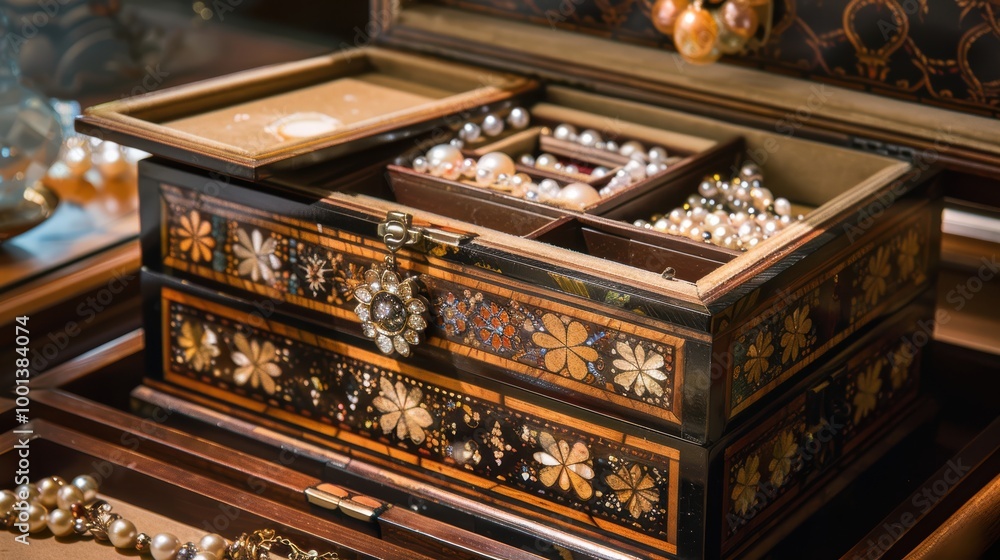 Intricate Victorian Jewelry Box with Open Compartments Intricate Victorian Jewelry Box with Open Compartments
