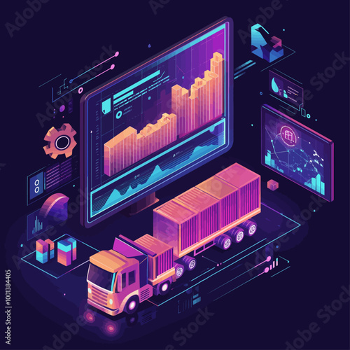 Isometric Logistics Dashboard Inventory Management Vector Illustration
