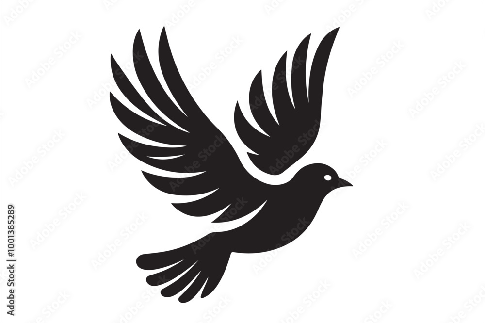 A flying beautiful bird silhouette. A flying beautiful bird silhouette.