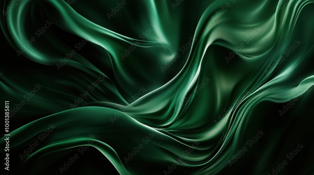 Abstract Green Silk Drapery Abstract Green Silk Drapery
