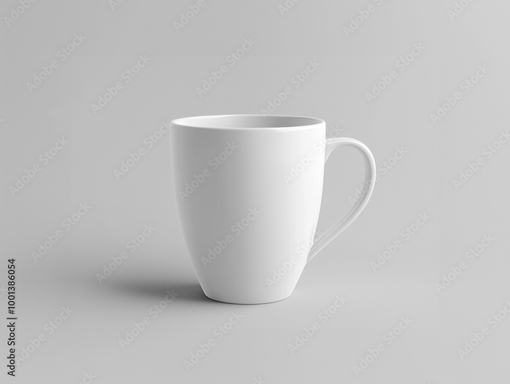 White coffee cup mockup on light background White coffee cup mockup on light background