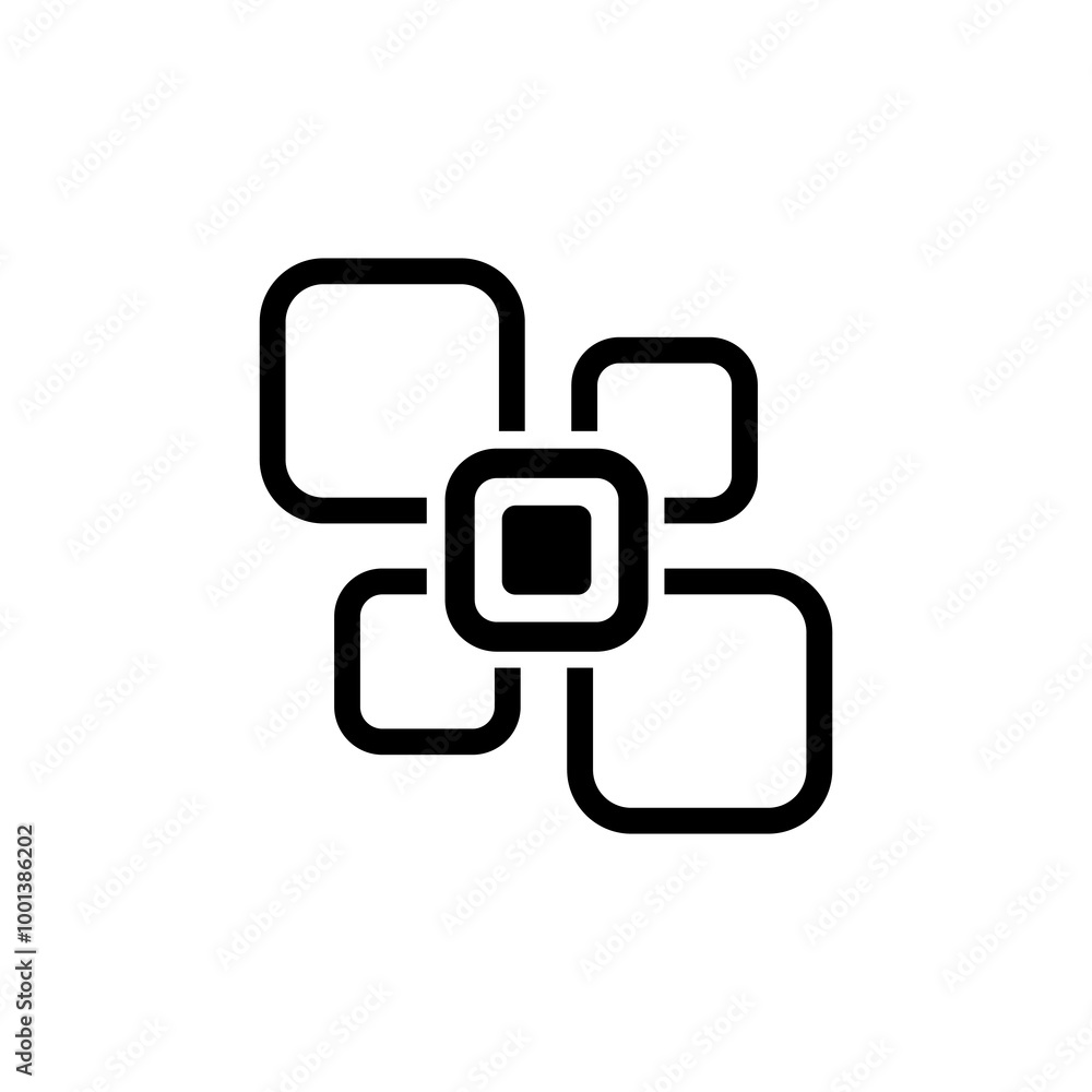 Abstract geometric design featuring interconnected squares and shapes. Abstract geometric design featuring interconnected squares and shapes.