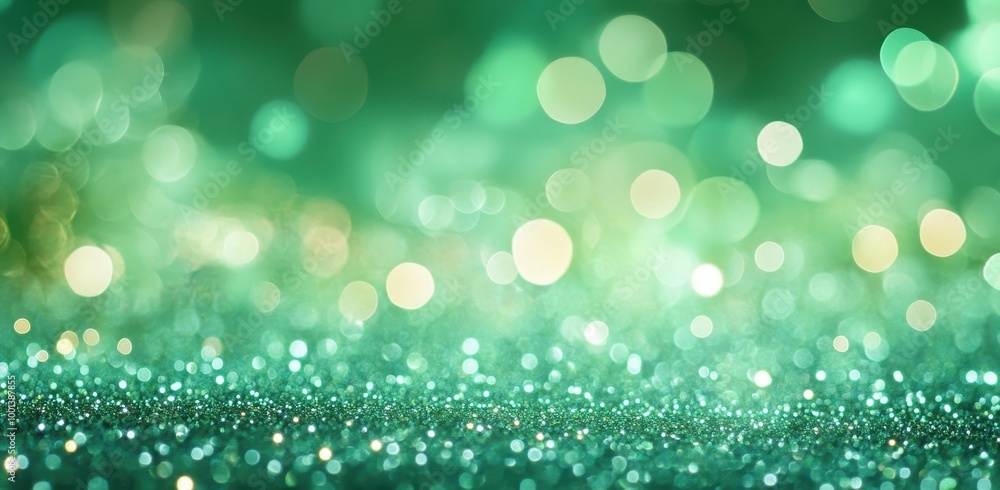 Green background with bokeh lights and sparkles, green glitter background, shiny background. Green background with bokeh lights and sparkles, green glitter background, shiny background.