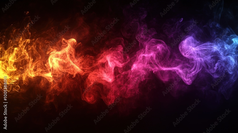 Abstract Swirling Smoke in Vibrant Hues of Red, Orange, and Blue on a Dark Background Abstract Swirling Smoke in Vibrant Hues of Red, Orange, and Blue on a Dark Background