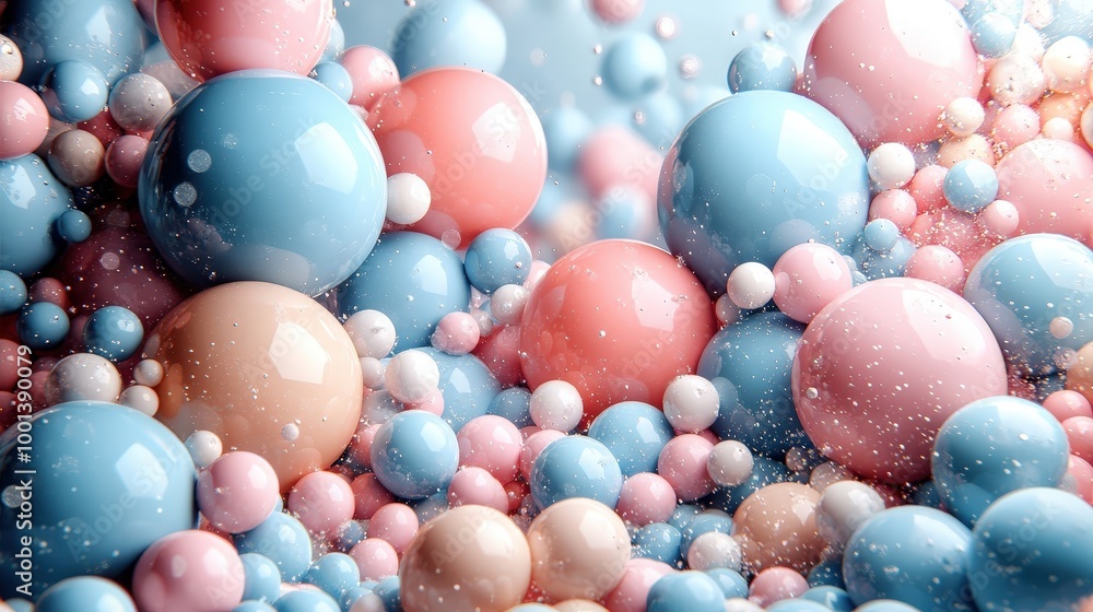 A mesmerizing collection of pastel-colored spheres, suspended in a delicate dance of light and shadow. A mesmerizing collection of pastel-colored spheres, suspended in a delicate dance of light and shadow.