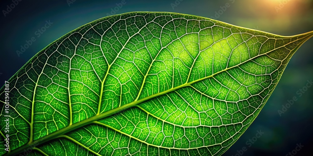 A vibrant, isolated green leaf with intricate veins and soft, natural light casting a warm glow, symbolizing growth, renewal, and the beauty of nature. A vibrant, isolated green leaf with intricate veins and soft, natural light casting a warm glow, symbolizing growth, renewal, and the beauty of nature.
