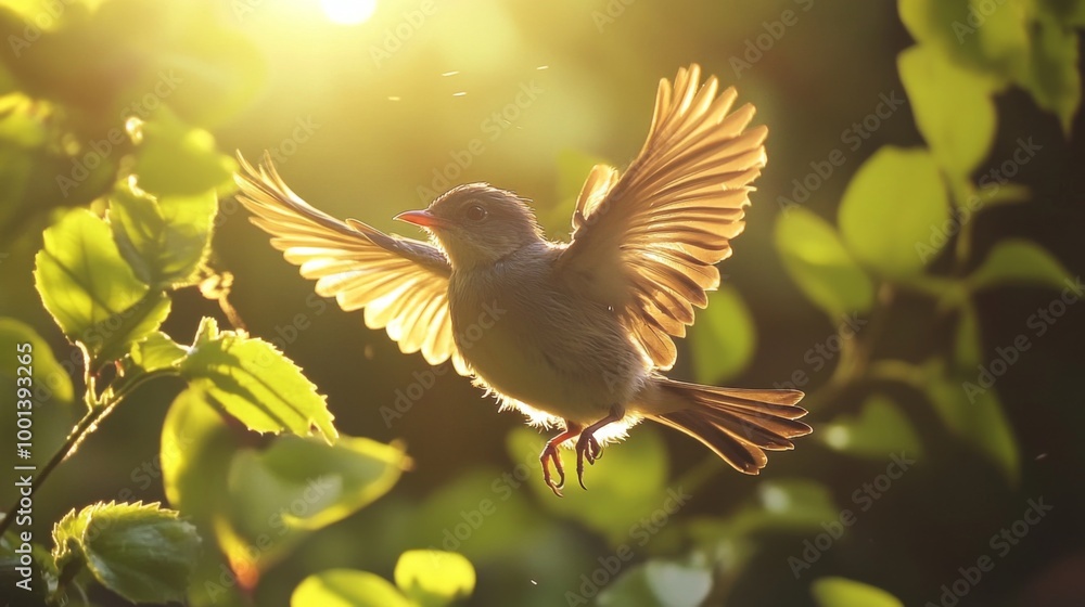A dynamic photo of a baby bird learning to fly, flapping its wings in a sunlit backyard, capturing the essence of growth and exploration in the natural world A dynamic photo of a baby bird learning to fly, flapping its wings in a sunlit backyard, capturing the essence of growth and exploration in the natural world