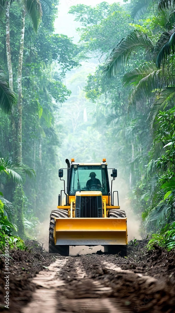 Destruction of Lush Rainforest by Bulldozers for Development Environmental Impact Destruction of Lush Rainforest by Bulldozers for Development Environmental Impact