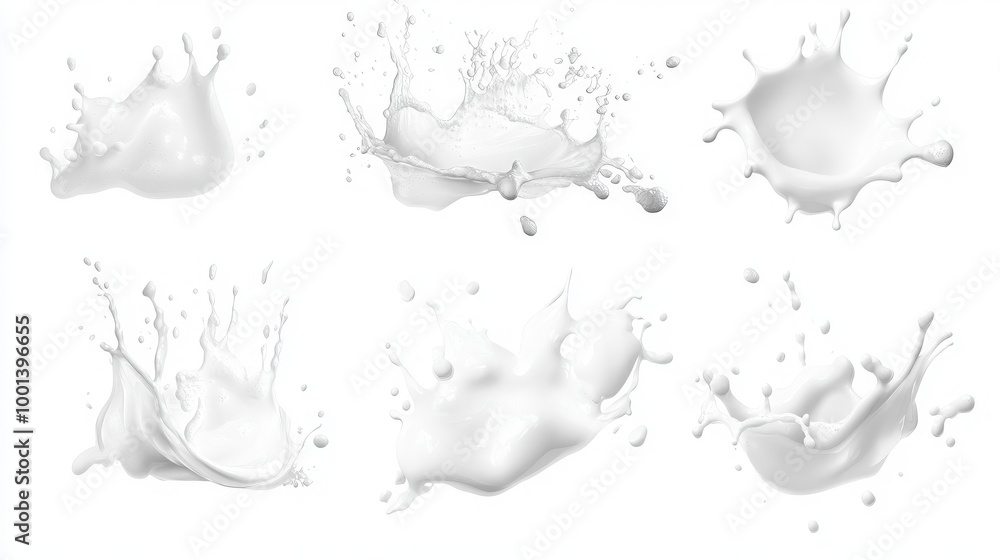 Different white soap foam splashes, each isolated on white or transparent backgrounds. Ideal for fresh and clean visual effects